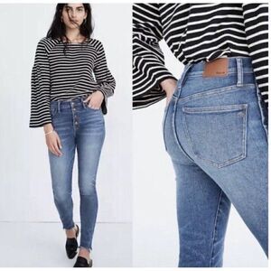 Madewell 10” High-Rise Skinny Jeans Buttonfly Size 26 Raw Hem